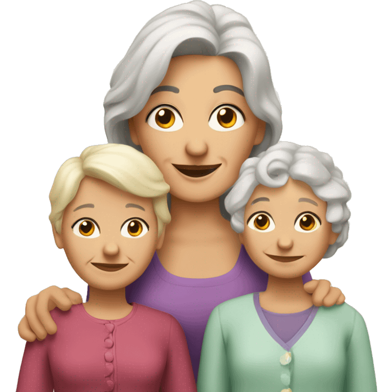 una familia con una abuela rubia, una mamá pelinegra y una hija rubia emoji