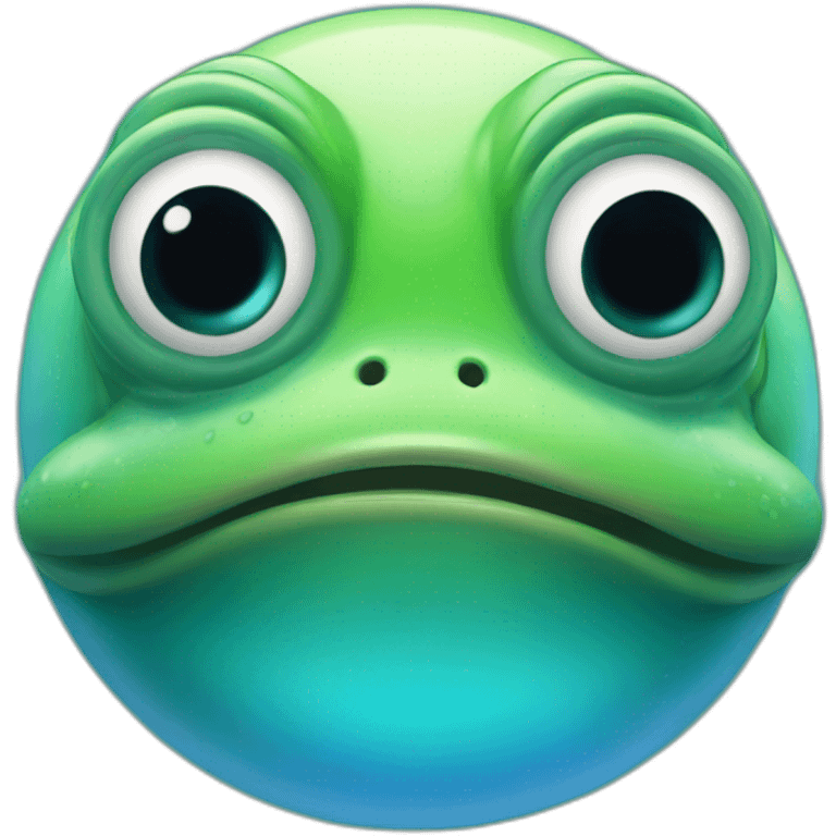 planet Neptune with a cartoon frog face with big confident eyes emoji