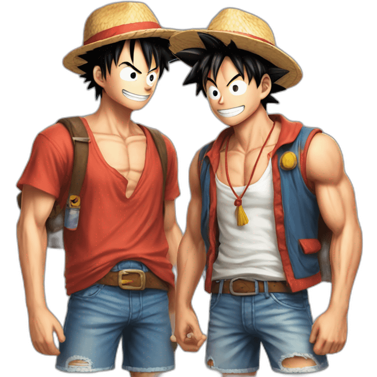 luffy and goku drink a coca cola emoji