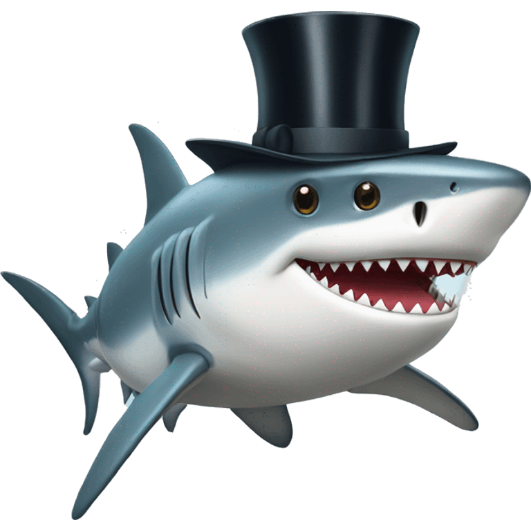 Shark with a top hat emoji