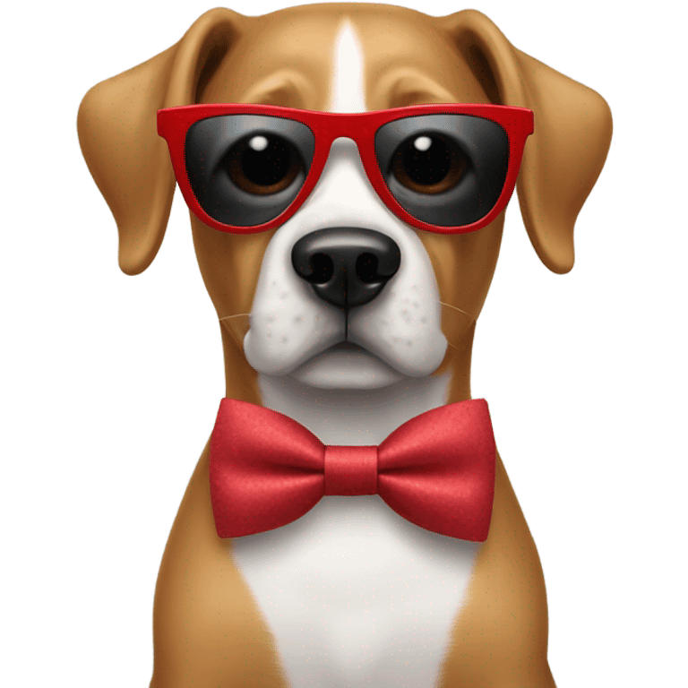 Dog with bow tie and sunglasses emoji