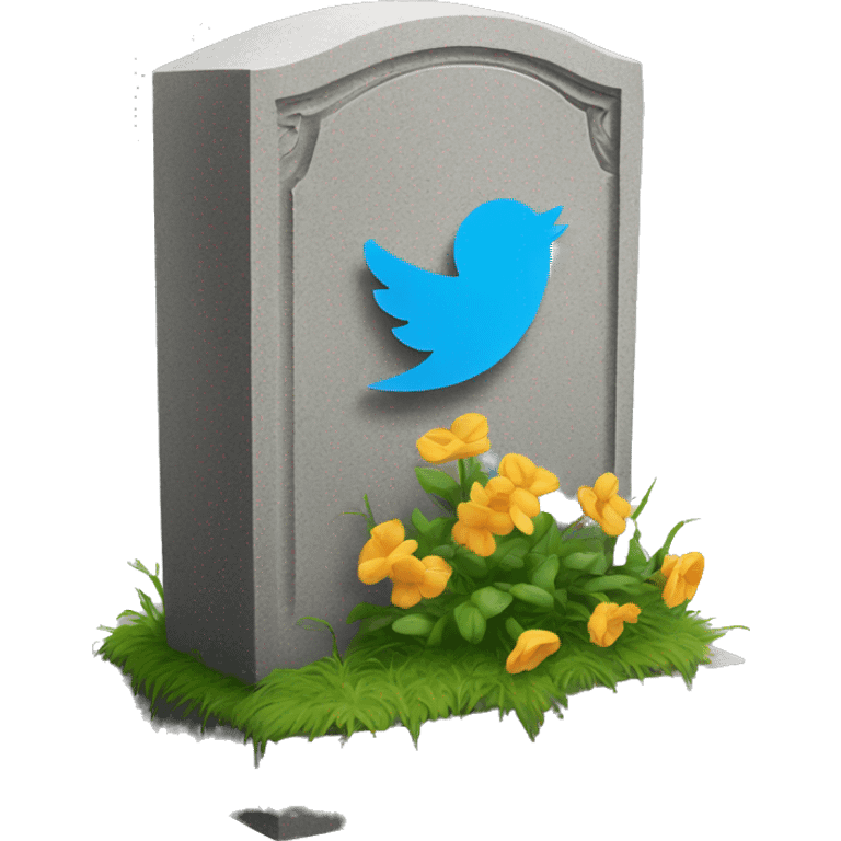 headstone with twitter logo emoji