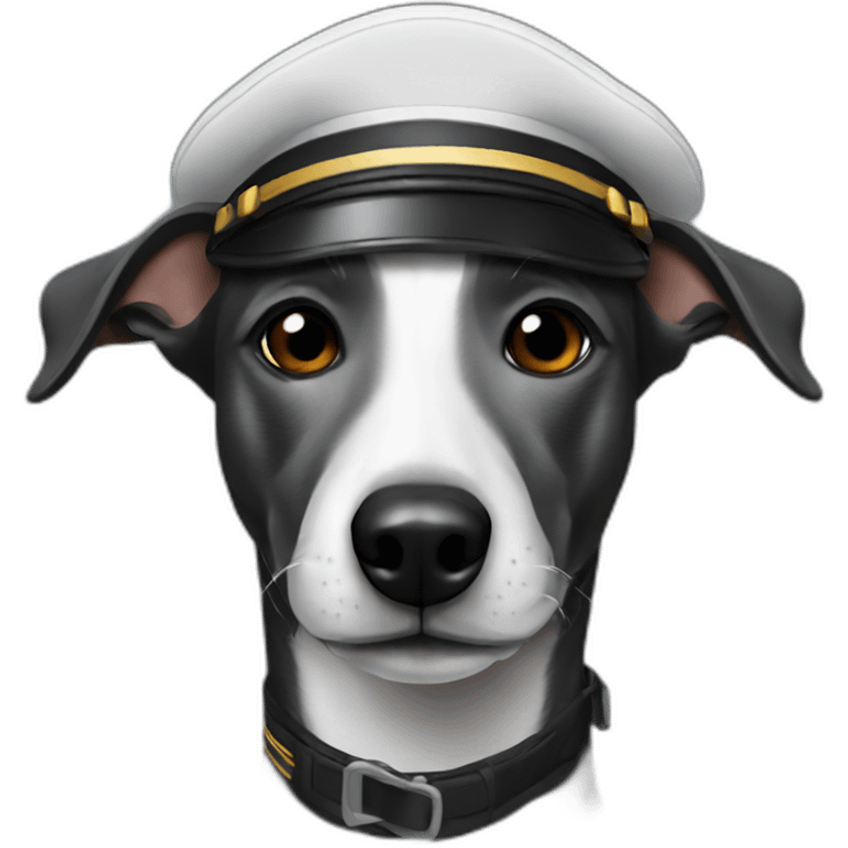 black whippet dressed as pilot emoji