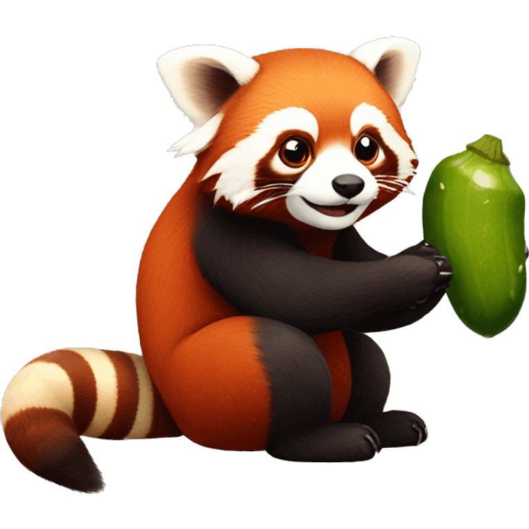 red panda with a pickle emoji