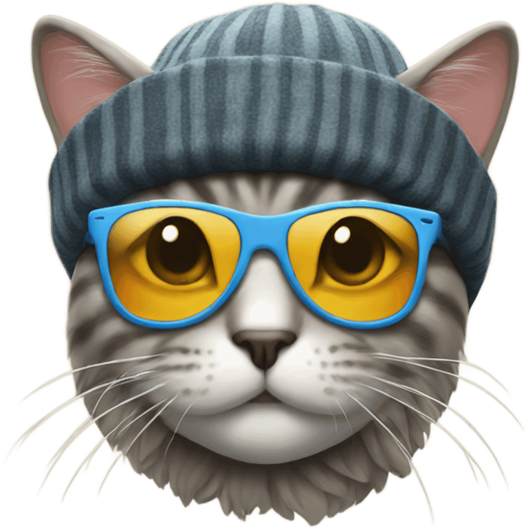 cat with sunglasses and beanie emoji