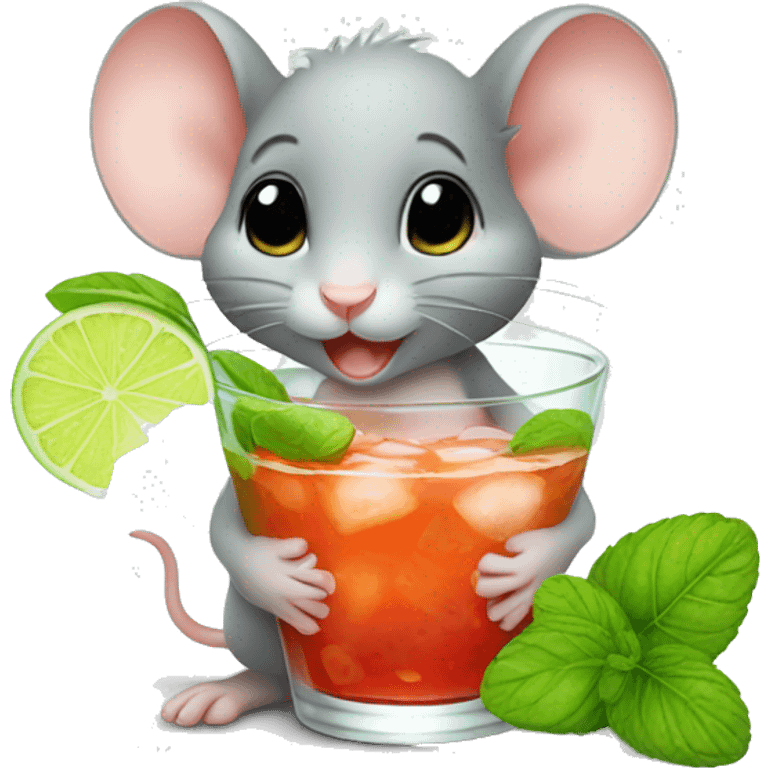 baby mouse drinking mojito emoji