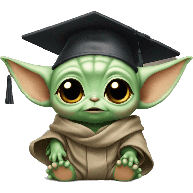 baby yoda wearing graduation cap emoji