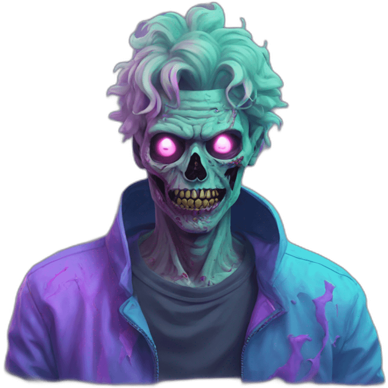 Vaporwave person, half zombie  emoji