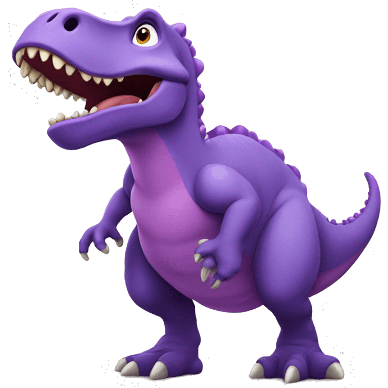 Purple dinosaur surprised by "Eureka" emoji