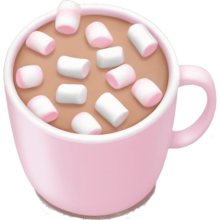 Light Pink mug of hot chocolate with marshmallows  emoji