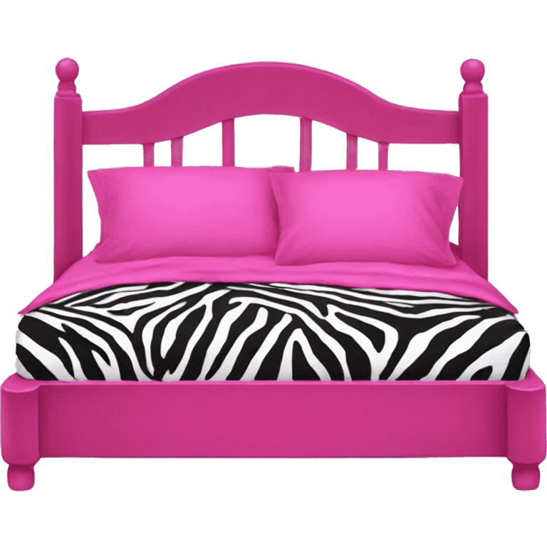 bed with hot pink and zebra print sheets emoji