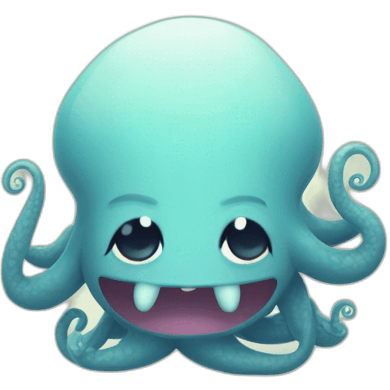 Cute kraken cute face eyes closed making yoga emoji