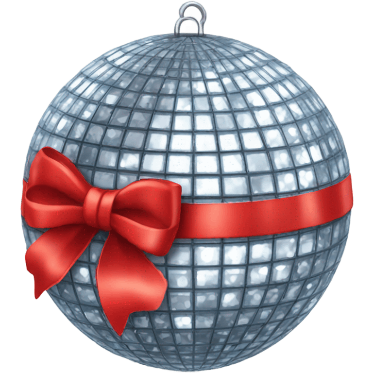 disco ball with red bow on the top  emoji