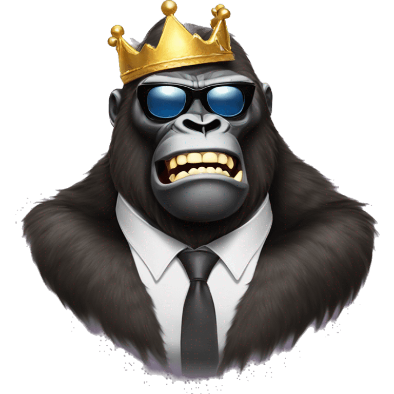 king kong with sunglasses with  lollypop out of his CLOSED mouth emoji