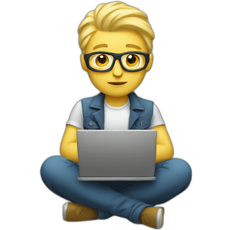 Blond developer with an laptop emoji