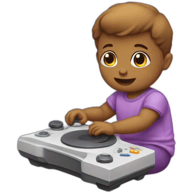 bébé qui joue à la console emoji