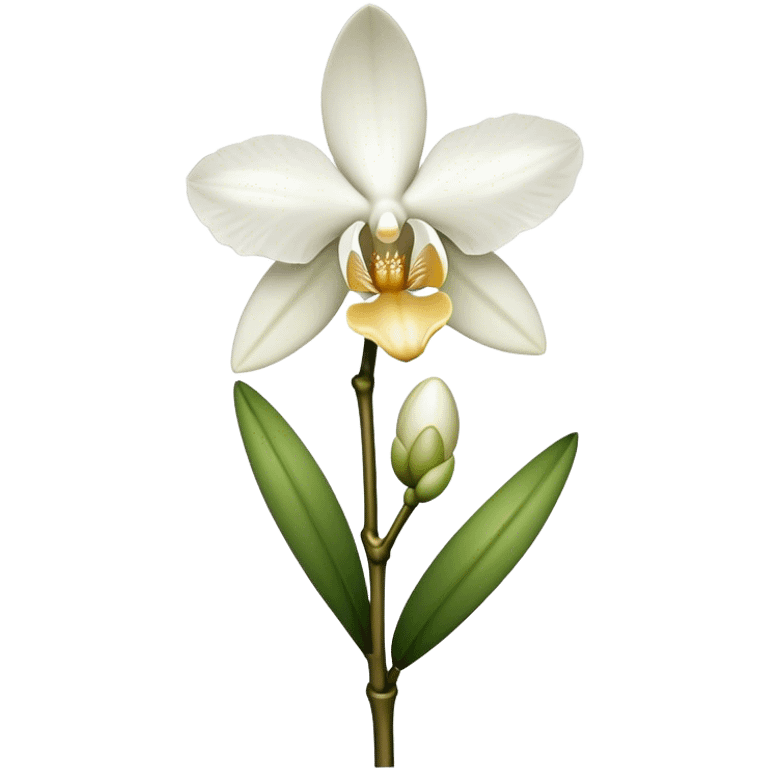 single white Dendrobium Orchid straight stem emoji