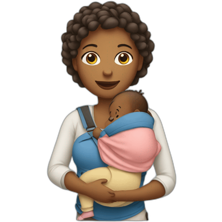 Babywearing mom with baby carrier emoji