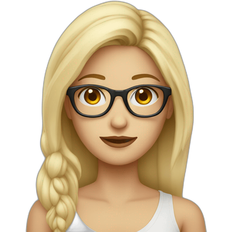 Mujer rubia pelo largo y gafas emoji