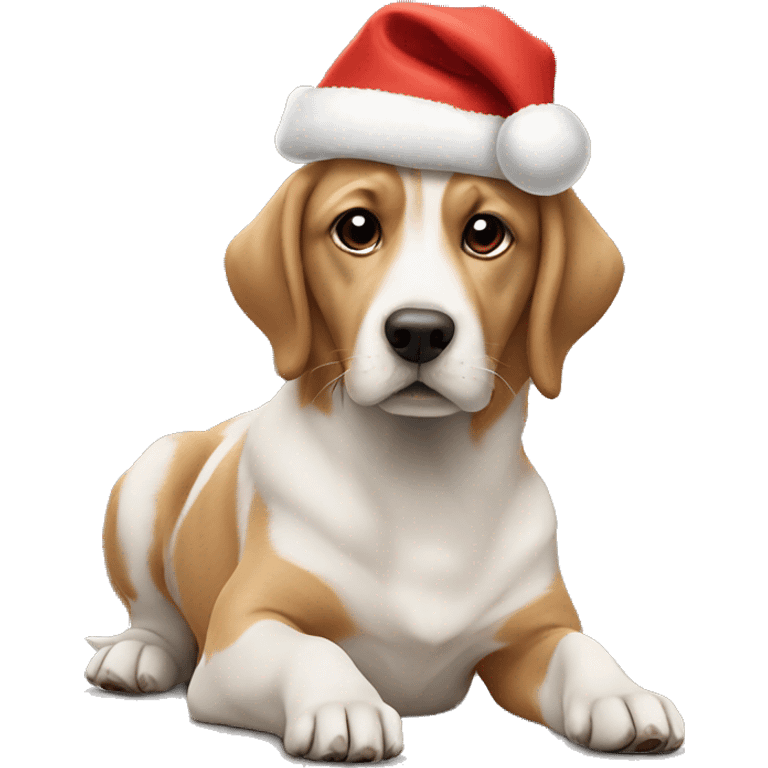 A dog with a Christmas hat on ￼ emoji