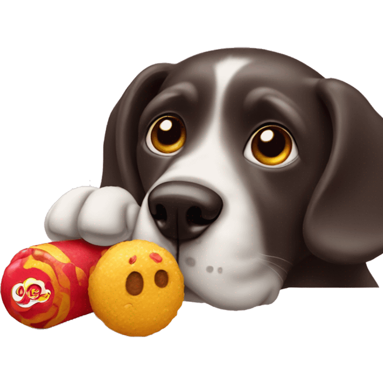 Dog with chupa chups emoji