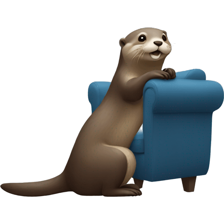 happy otter sitting on a blue sofa emoji