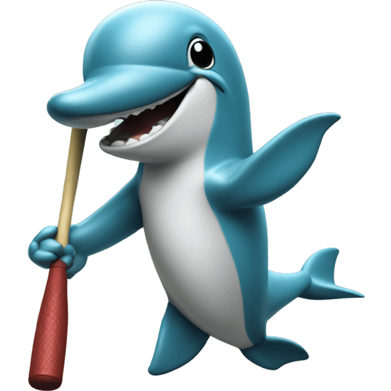 dolphin holding a baseball bat  emoji