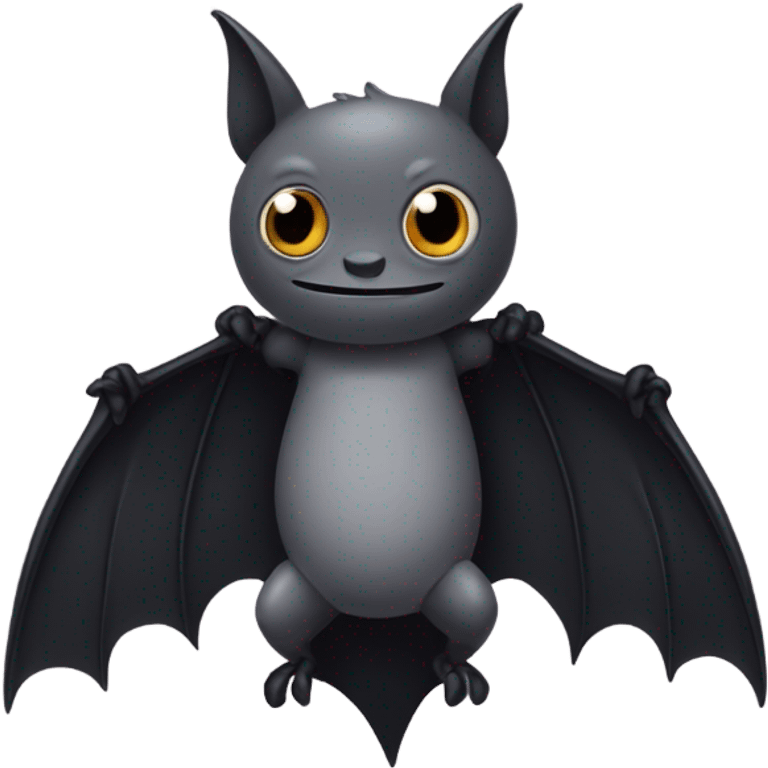 Gray bat, with black wings, and arms, large studio ghibli eyes  emoji