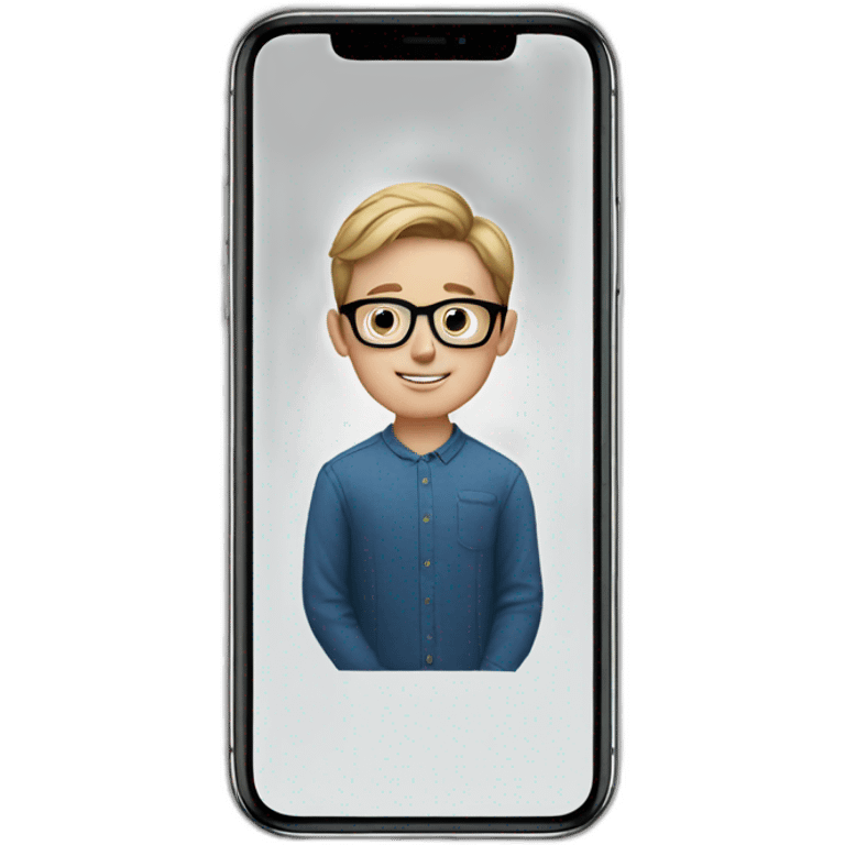 A white boy with glasses on an iPhone 11 emoji