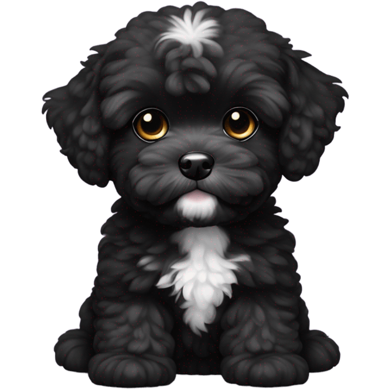 black maltipo puppy with white eyebrows  emoji