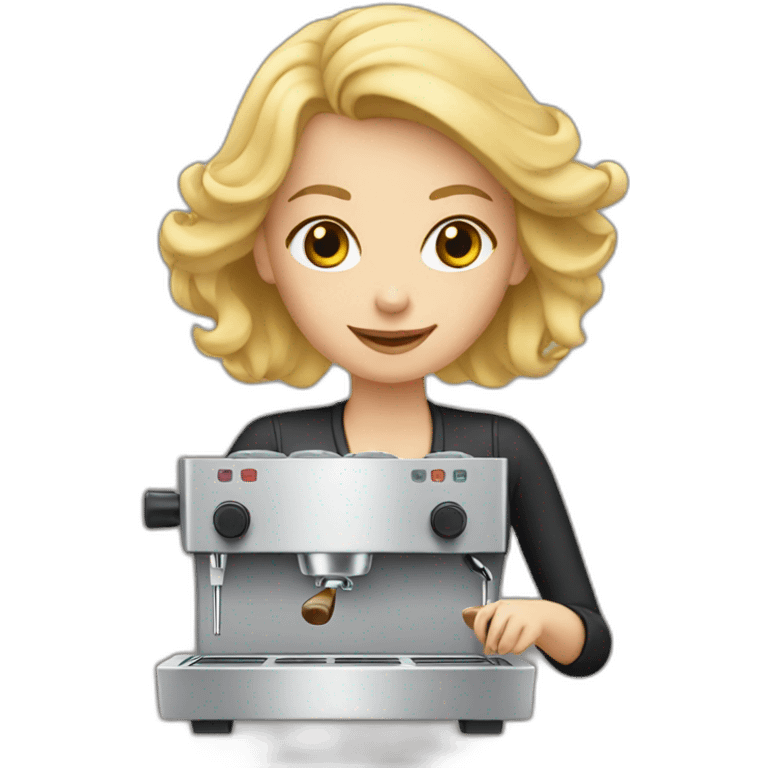 blonde lady working on a espresso machine emoji