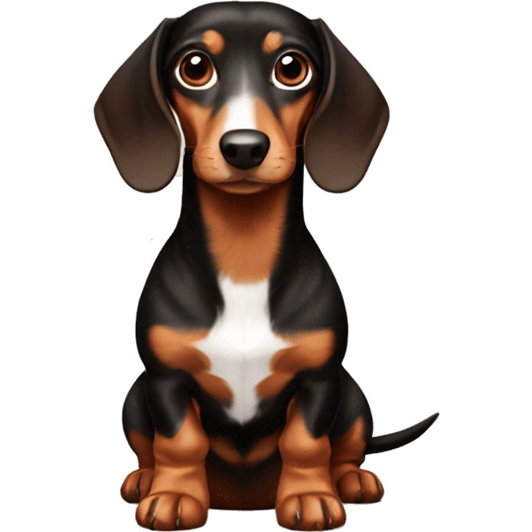 Three colored dachshund with brown, dark brown and white emoji