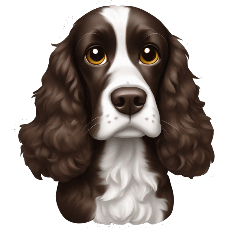 Dark brown cocker spaniel with white face emoji