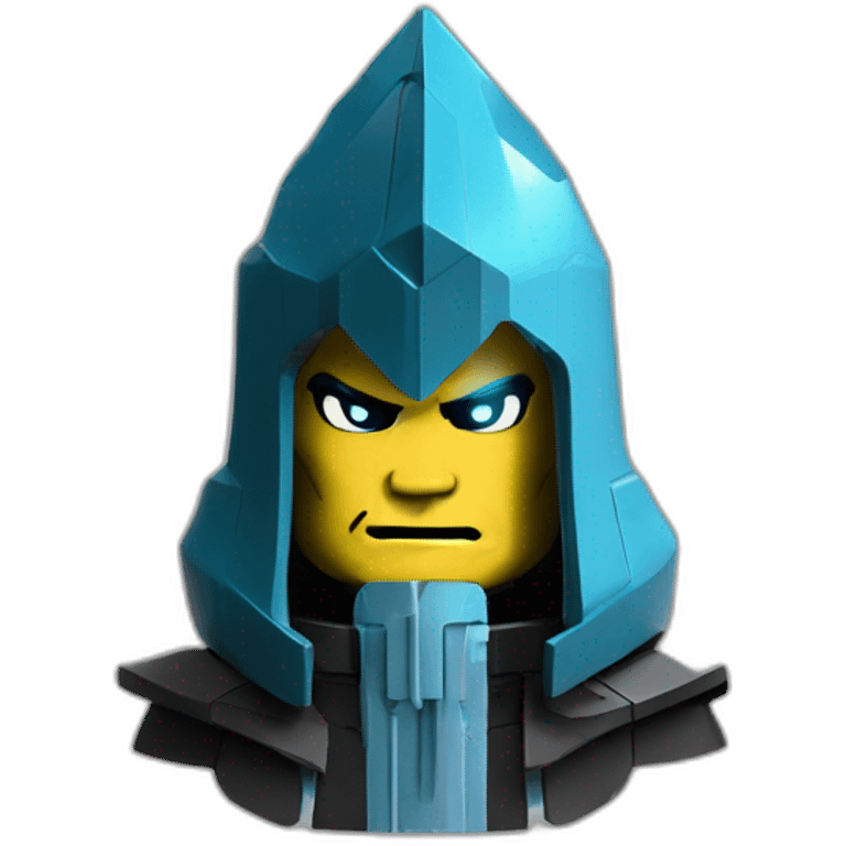 lego head; portrait of dark wizard in Cyberpunk style emoji