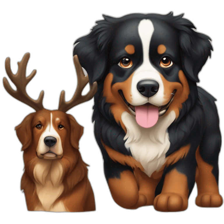 bernese mountain dog with a big elk emoji