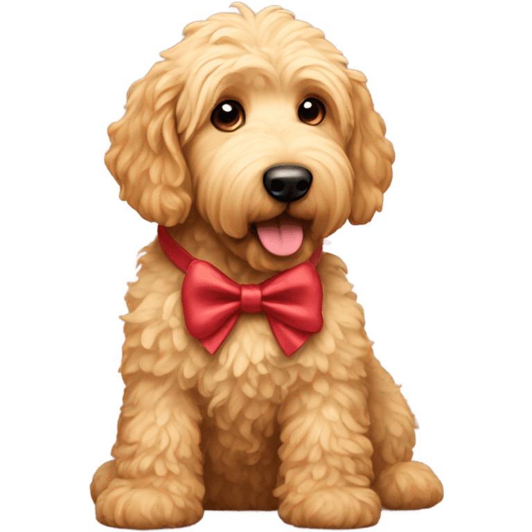 Golden doodle with bow on her neck emoji