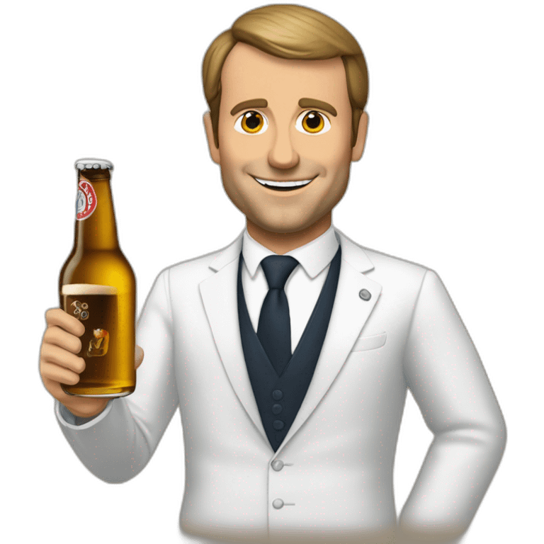 macron buvan une biere emoji