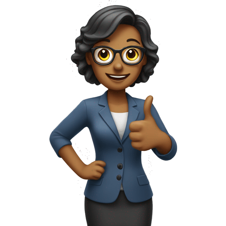 Teacher woman gives a thumbs up emoji