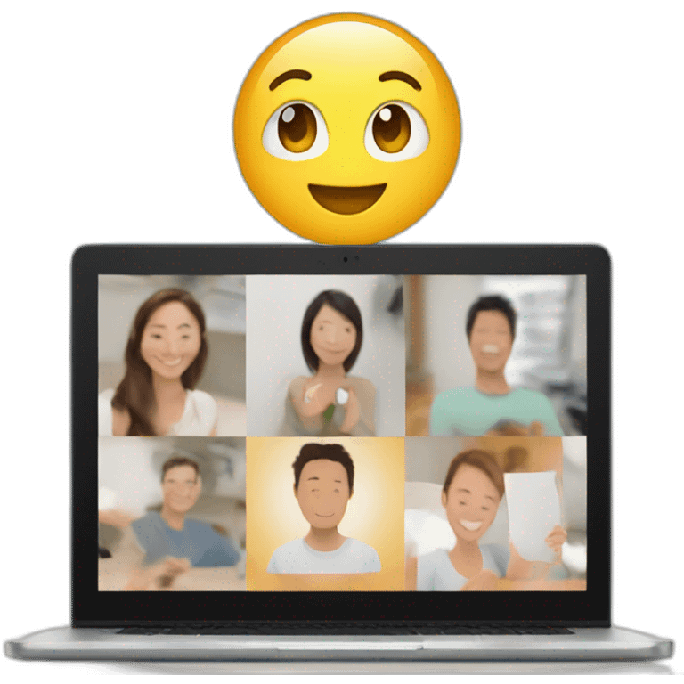 Computer display with the video call on it emoji