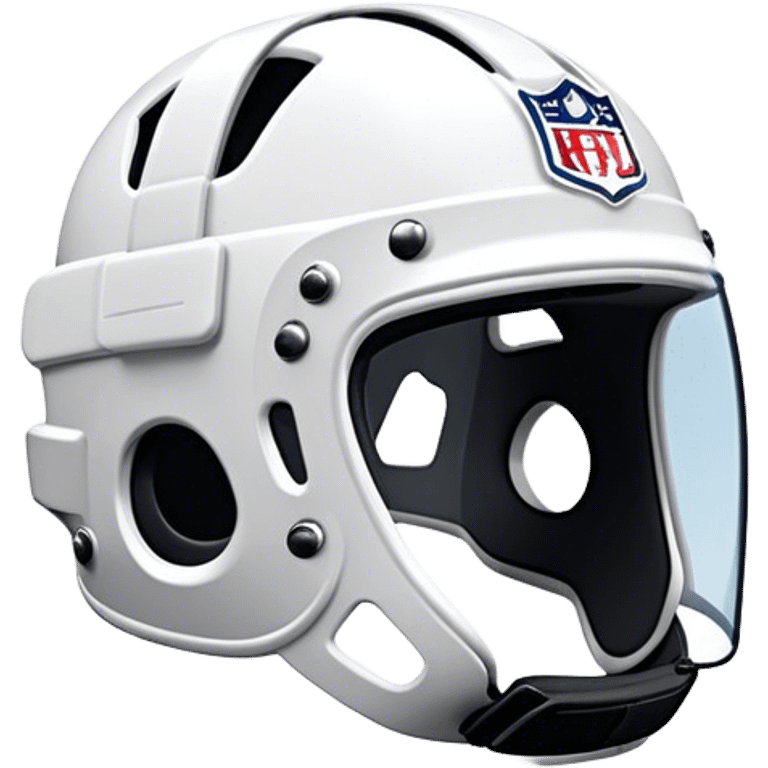 Cinematic Realistic image of AFL headgear featuring detailed cushioning and protective design elements, rendered with dynamic reflections on synthetic materials and set against a blurred action-packed background emoji