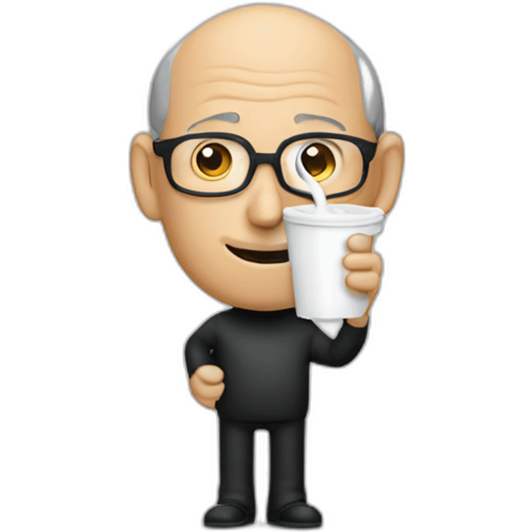 Steve jobs with milk cup emoji