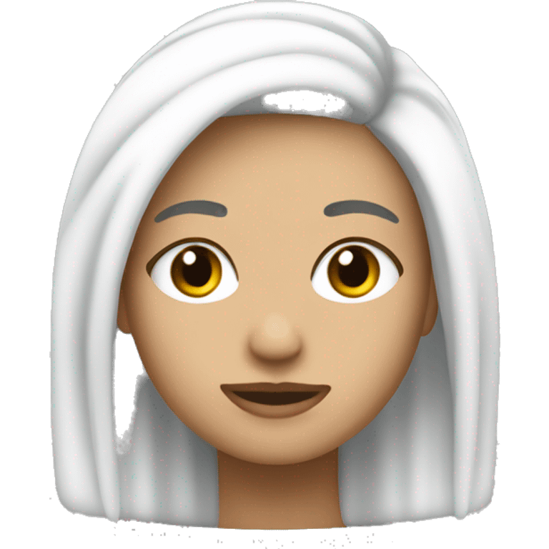 Emojis chica blanca con pelo largo mitad blanco y mitad negro emoji