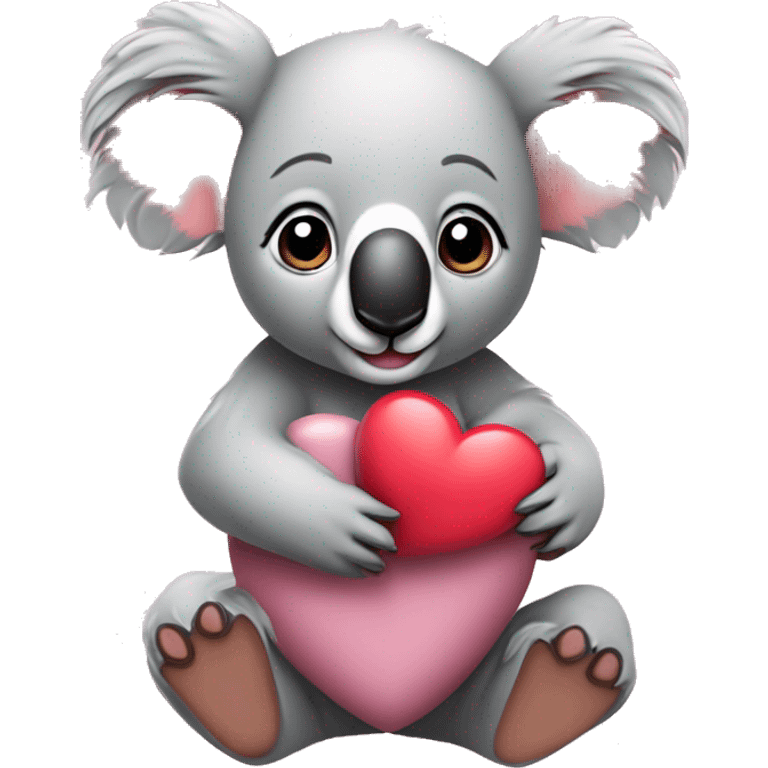 Bebé koala con corazones rosas emoji