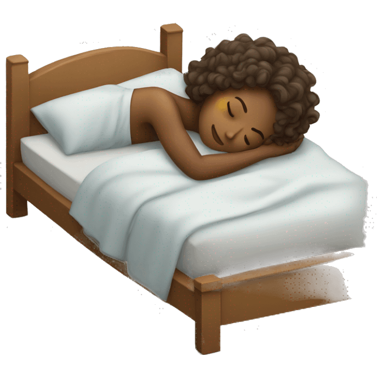 A Wavy hair girl sleeping in a bed calmly  emoji