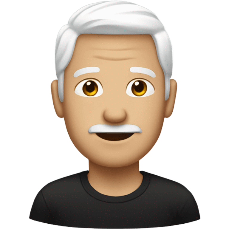 man with white hair wearing a black t-shirt and black pants emoji