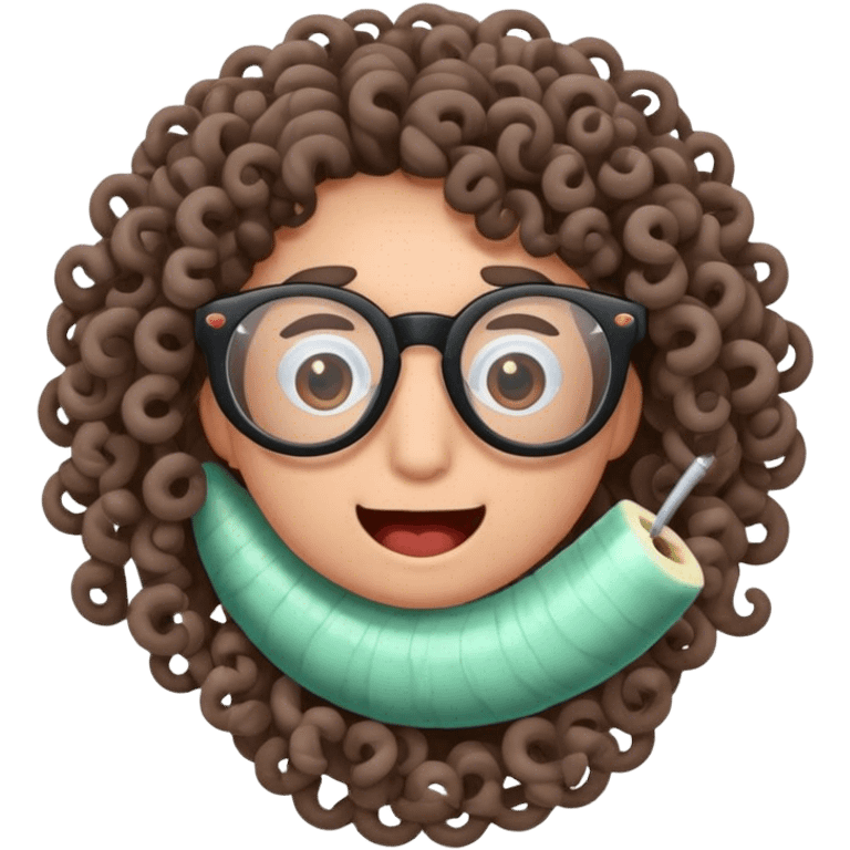 TapeWorm with glasses and curly hair  emoji