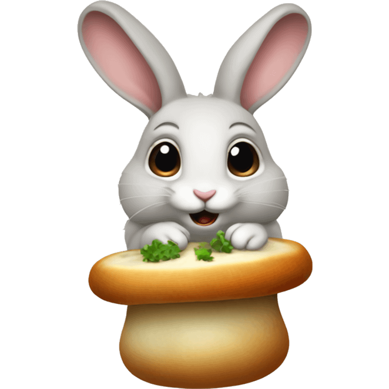 Cute rabbit eats mushrooms  emoji