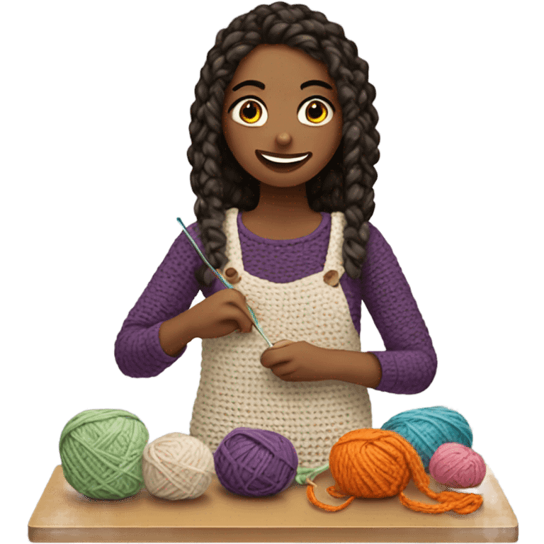 Girl crocheting  emoji