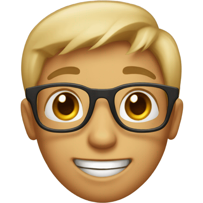 happy boy with glasses indoors emoji