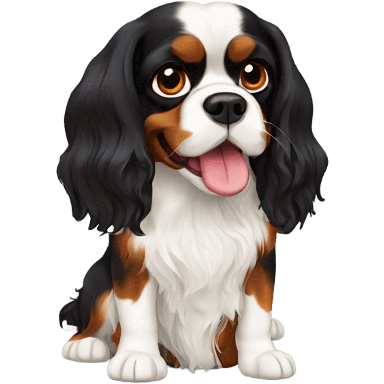 tri colored king charles spaniel wanting a treat  emoji